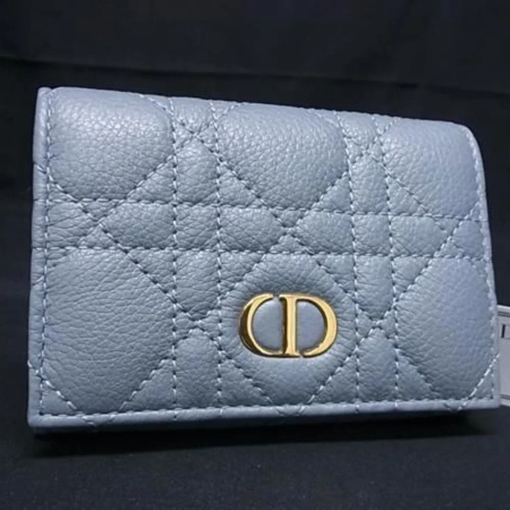 Christian Dior Caro Glycine Wallet Cannage Leather Card Case Coin